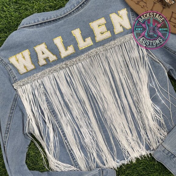 NEW Wallen Denim Jacket Fringe - Picture 1 of 5